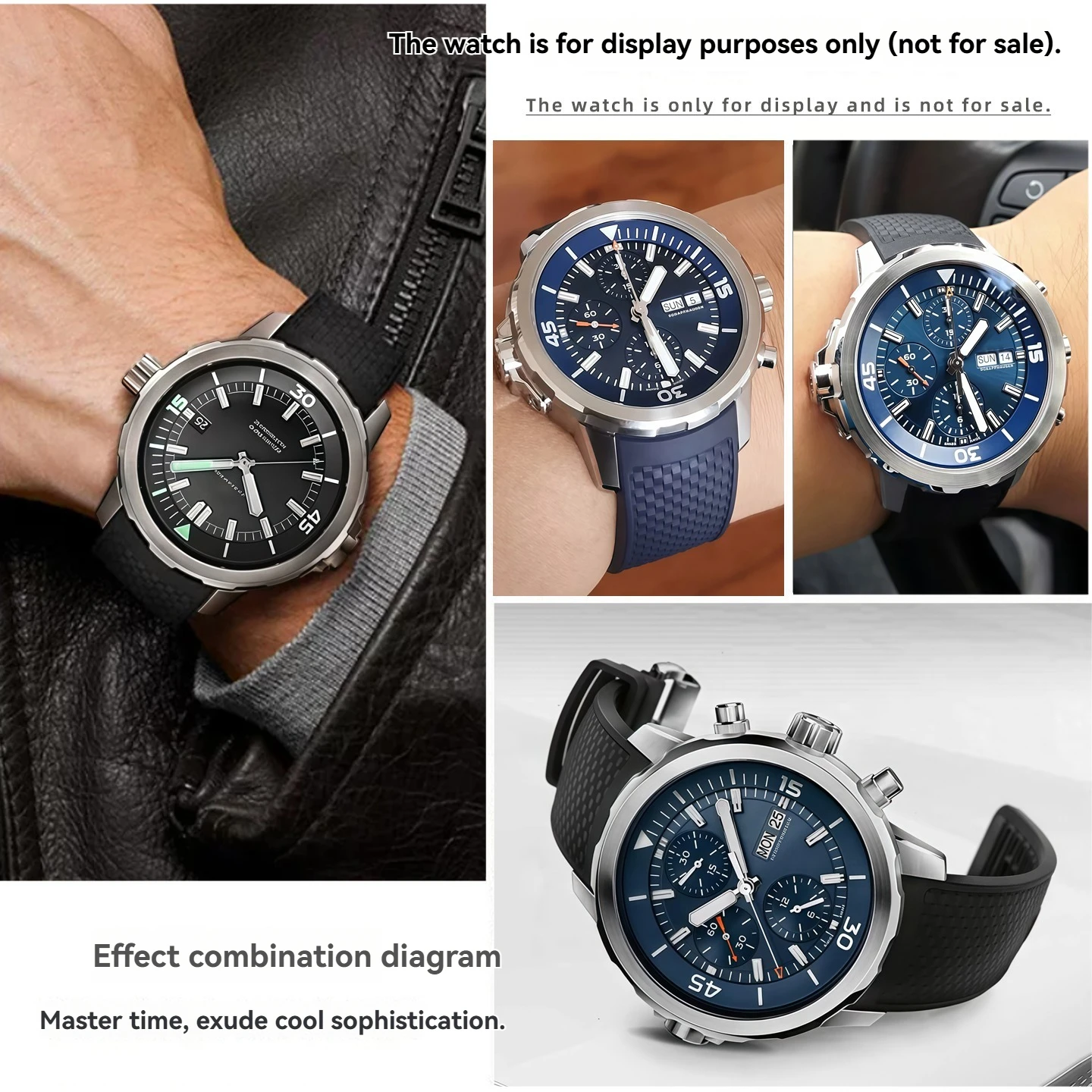 High Quality FKM Rubber Bracelet for IWC Ocean Watch Fluororubber Watchband IW328802/376806/356802 Series Quick Release Strap