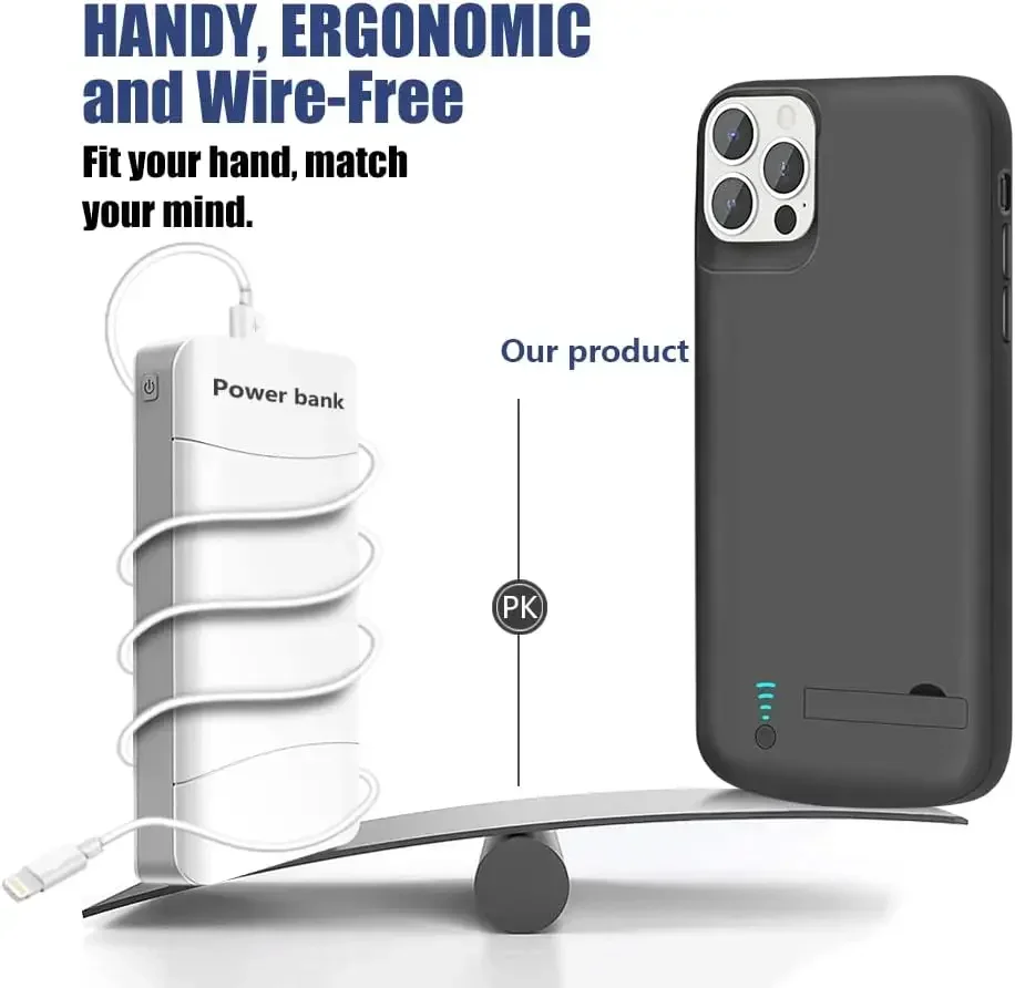 5000mAh Smart Battery Charger Case for iPhone 12 Pro Portable Rechargeable Protective Charging Cover for iPhone 12 Power Bank