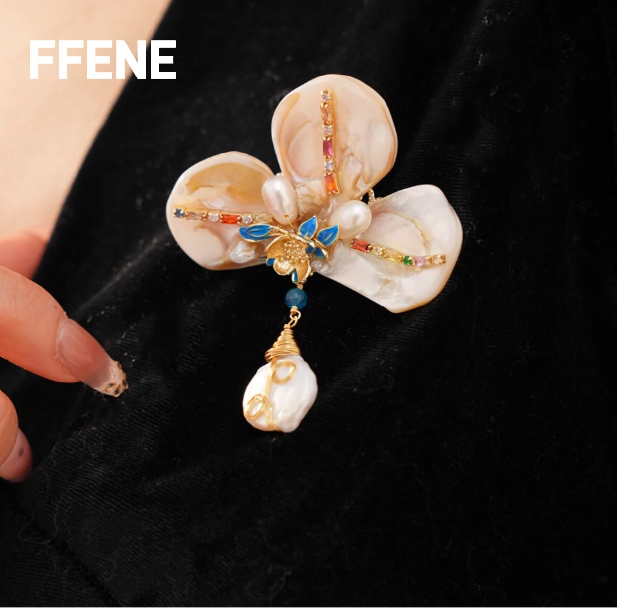 

Брошь-подвеска ручной работы из натурального пресноводного жемчуга в стиле барокко, большой цветок, ретро, винтаж, для элитной одежды