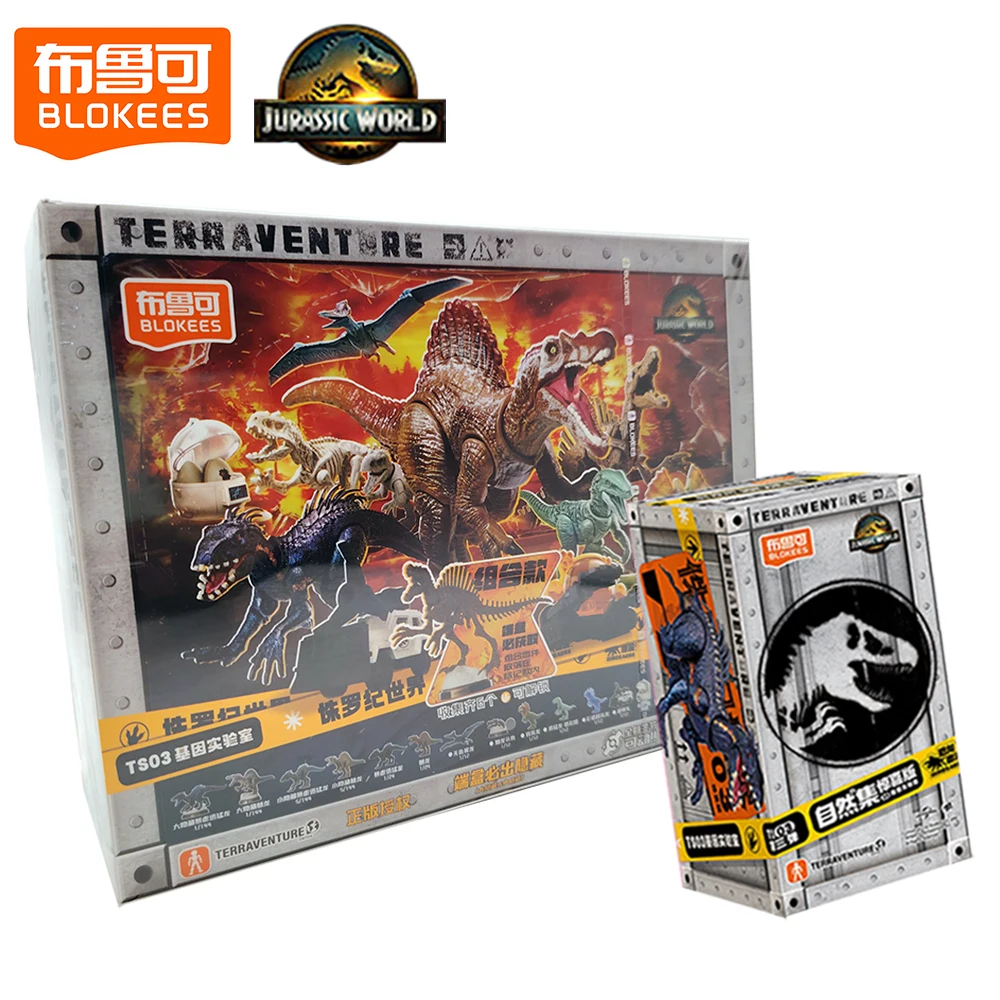 BLOKEES Genuine Jurassic World Collection Toy Science Fiction Movies Dinosaur Blind Boxes Indoraptor Spinosaurus Creative Models