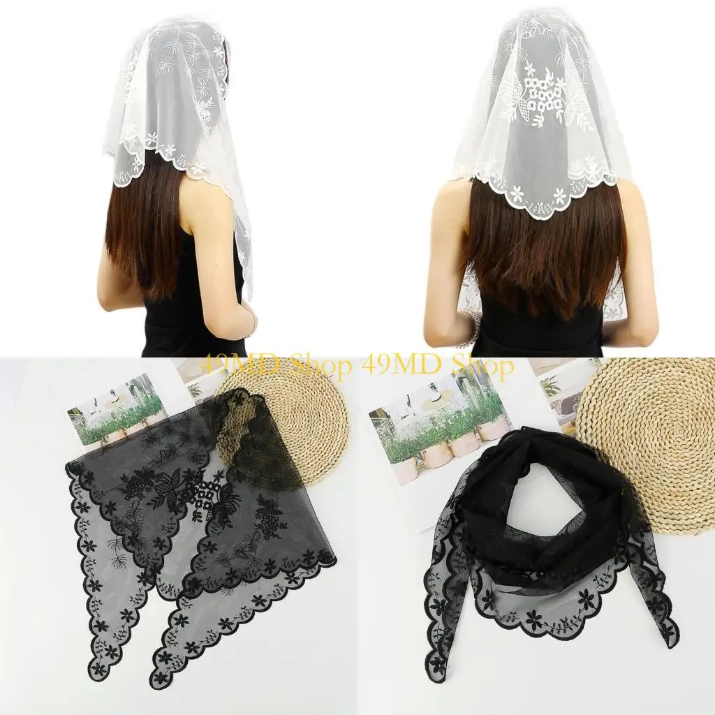 

49MD Женская треугольница мантилла вуаль латинская массовая массовая массовая церковь Церковь кружево
