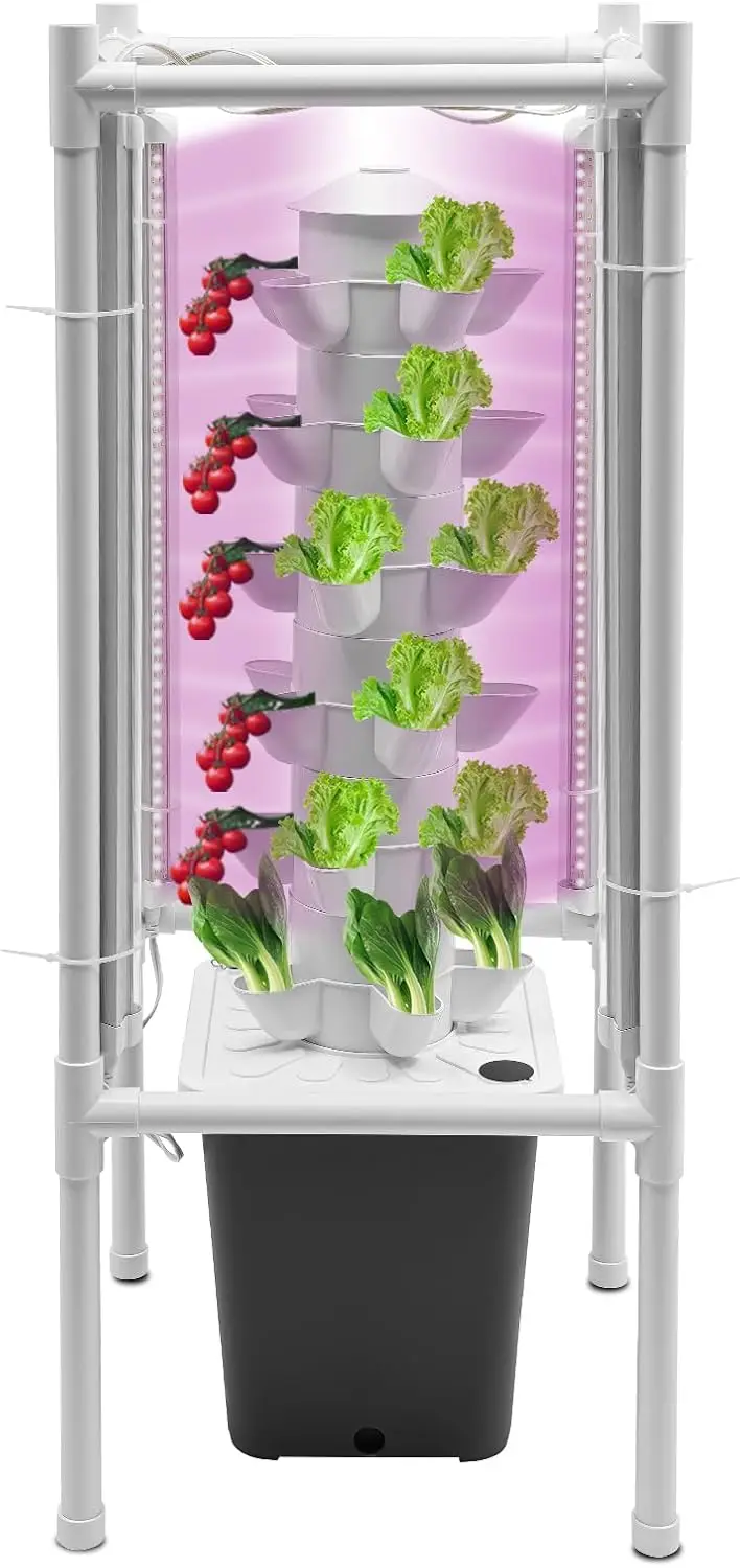 30 Plants Hydroponic Tower Vertical Farming Garden Growing Kit For Yard Balcony Vegetable