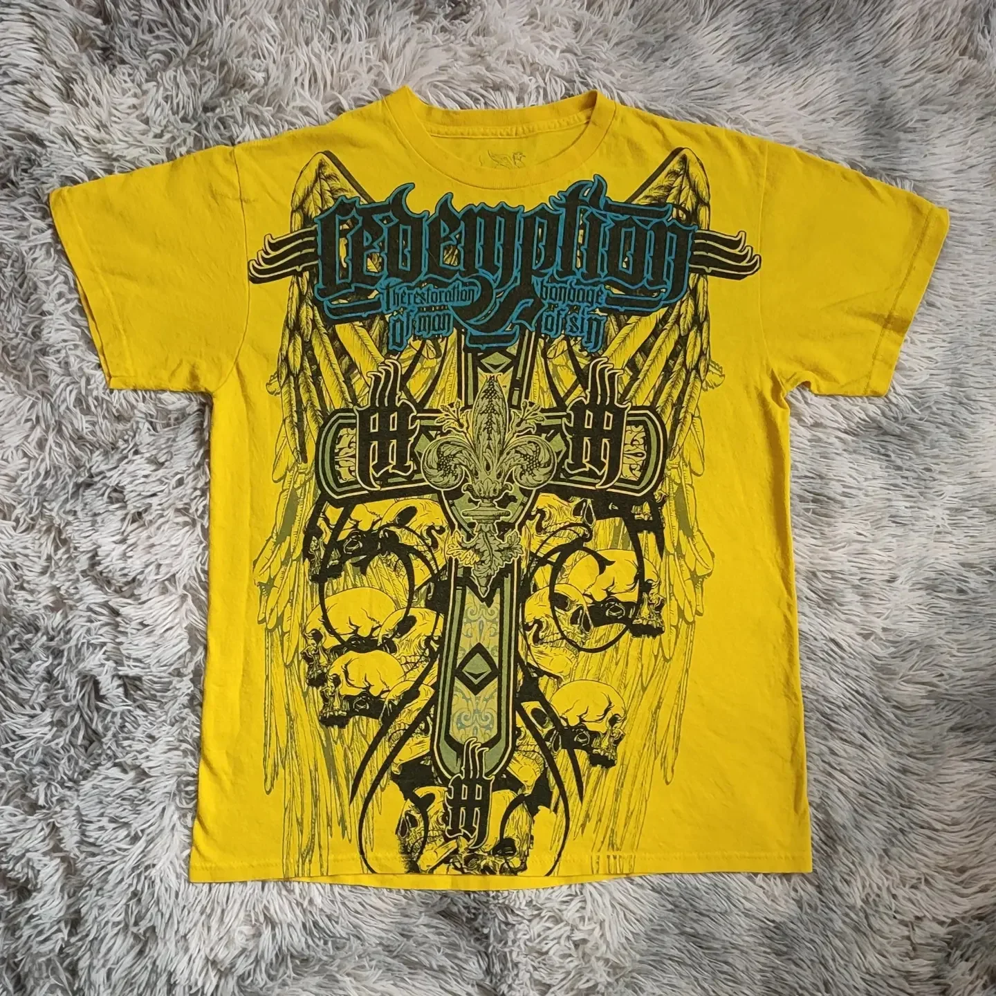 American 2000s Street Affliction New Men Tops  Punk Short Sleeves Gothic Retro Printed Oversize T-shirt Couple Hip Hop Harajuku