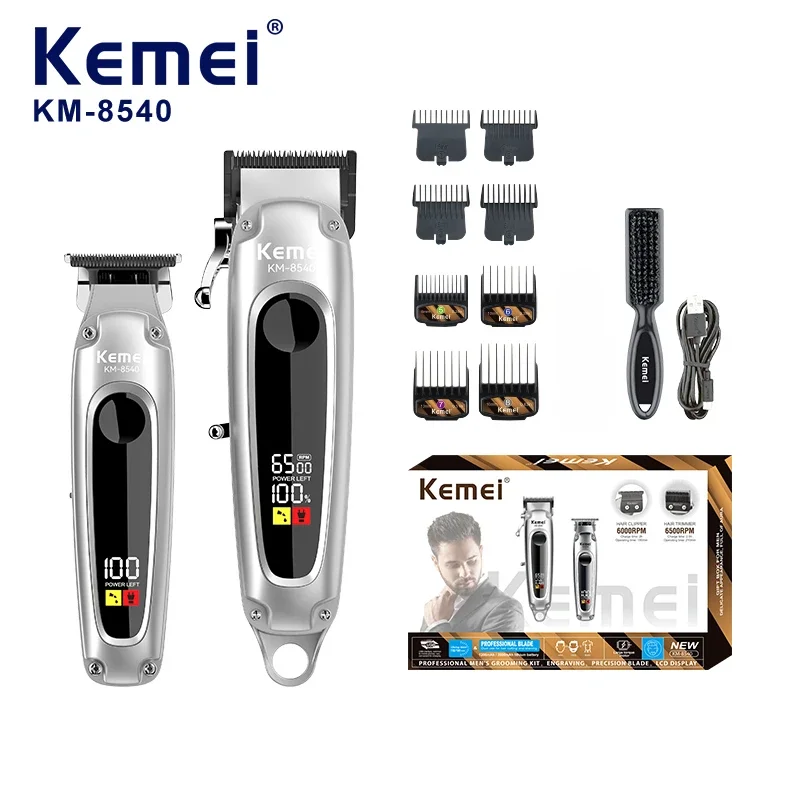 Kemei KM-8540Professional Styling Hair Clipper Set USB Rechargeable Design High-Definition Digital Display Electric Hair Clipper