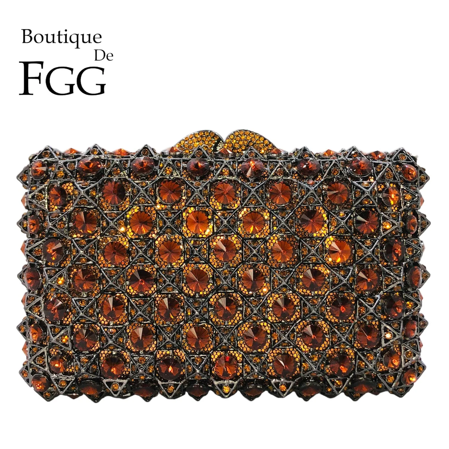 

Бутик De FGG клетчатый коричневый клатч с кристаллами для женщин, вечерние сумки, вечерние сумки-клатчи со стразами, твердый футляр, клатч