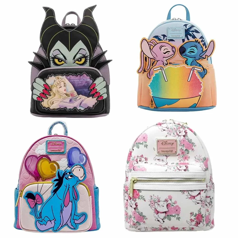 Winnie The Pooh Eeyore Heart Balloons Double Shoulder Women Backpack Villains Scene Sleeping Beauty Maleficent Mini Backpack