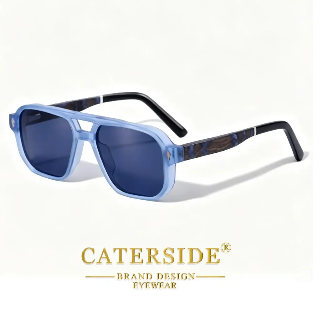 CATERSIDE Retro Herren Polarisierte Sonnenbrille mit Naturholzstangen, Piloten-Sonnenbrille für Damen, Outdoor-Reise-Fahrbrille UV400 – Detail 15