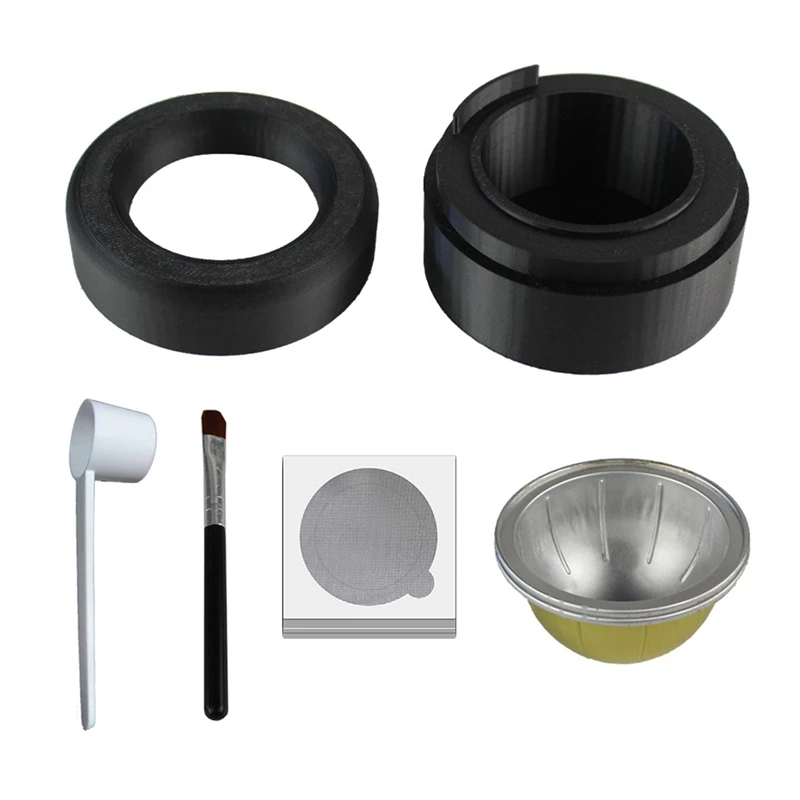 For Vertuo Series Capsule Kit  For Reusable Nespresso Pods With 50 Pcs Foil Seal Lids Holder  Cycle Fill Filter Cup