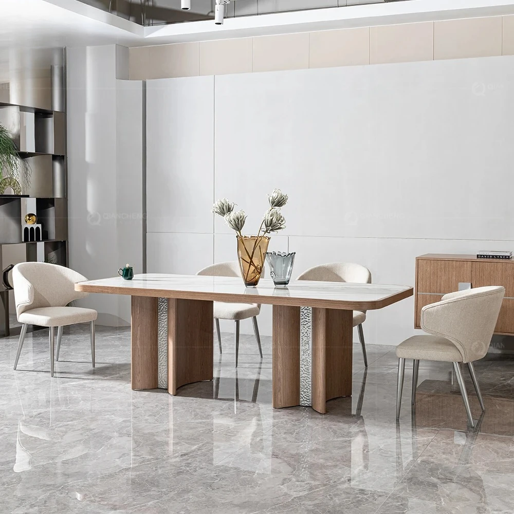 

*#g for Wooden Dining Table Set 12 Seater Foshan China Wood Interior Furniture Marble Ss Dining Table and Chair for Restaurant*