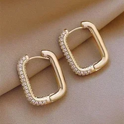 Square Circle Hoop Earrings for Women Luxury Stainless Steel Earrings Rending Wedding Jewelry Aretes Mujer