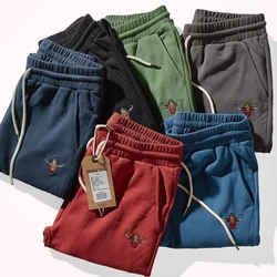 Pantalones de pierna para hombre, Peto de punto de marca a la moda, pantalones de chándal sueltos informales, otoño e invierno, sartén de terciopelo