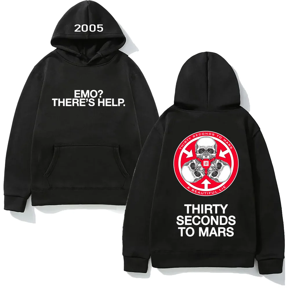 

EMO THERE'S HELP HOODIE Hooded With Pocket Fleece Comfortable Sweatshirt Clothes Thirty Seconds To Mars High Quality Pullovers