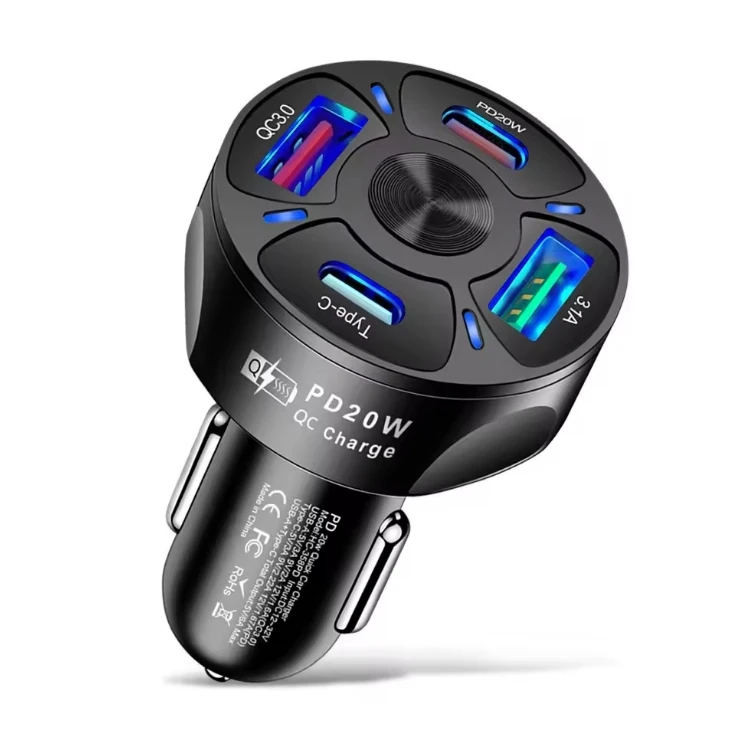 

Лучшая цена Многопортовое автомобильное зарядное устройство QC 3.0 с двумя USB-портами PD 20 Вт Быстрая зарядка 2 типа C Быстрый адаптер для Huawei iPhone Адаптер зарядного устройства