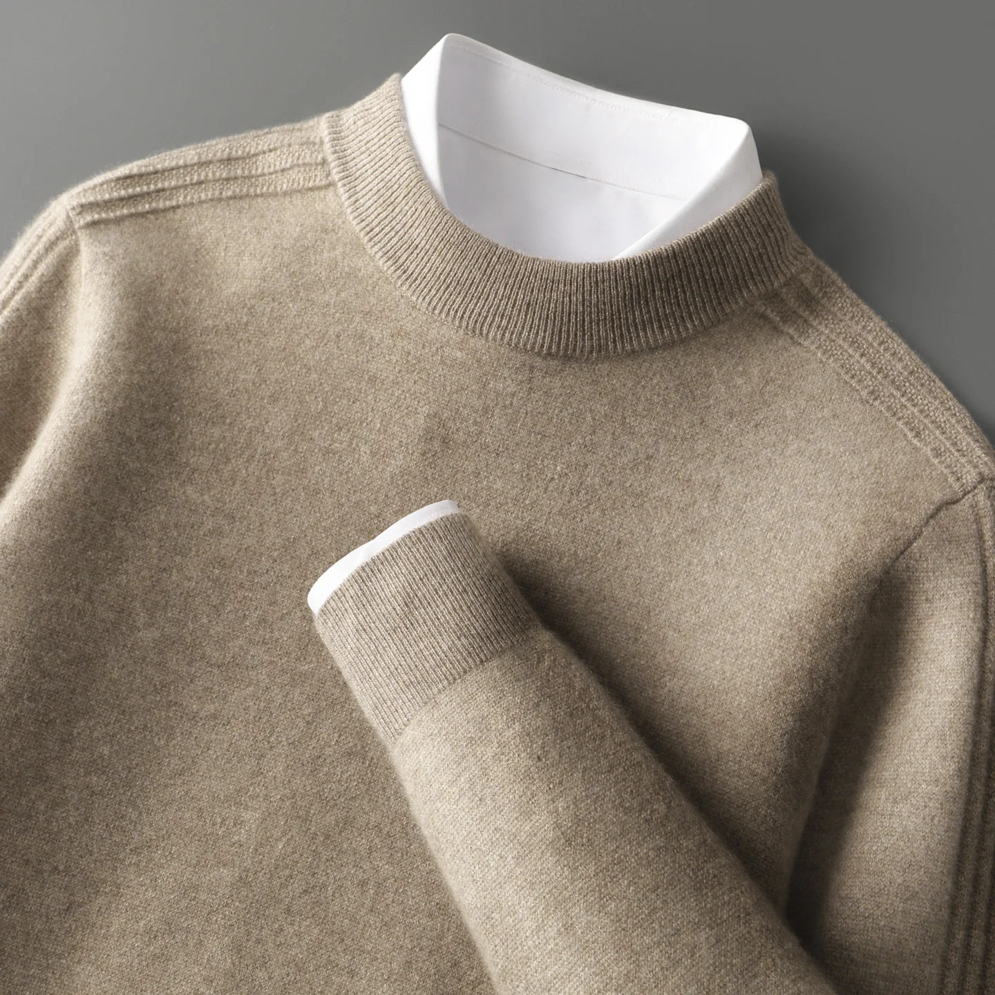 

Men Mock-neck Pure Cashmere Sweater Autumn Winter Thick 100% Cashmere Knitwear Long Sleeve Basic Smart Casual Soft Warm Clothes