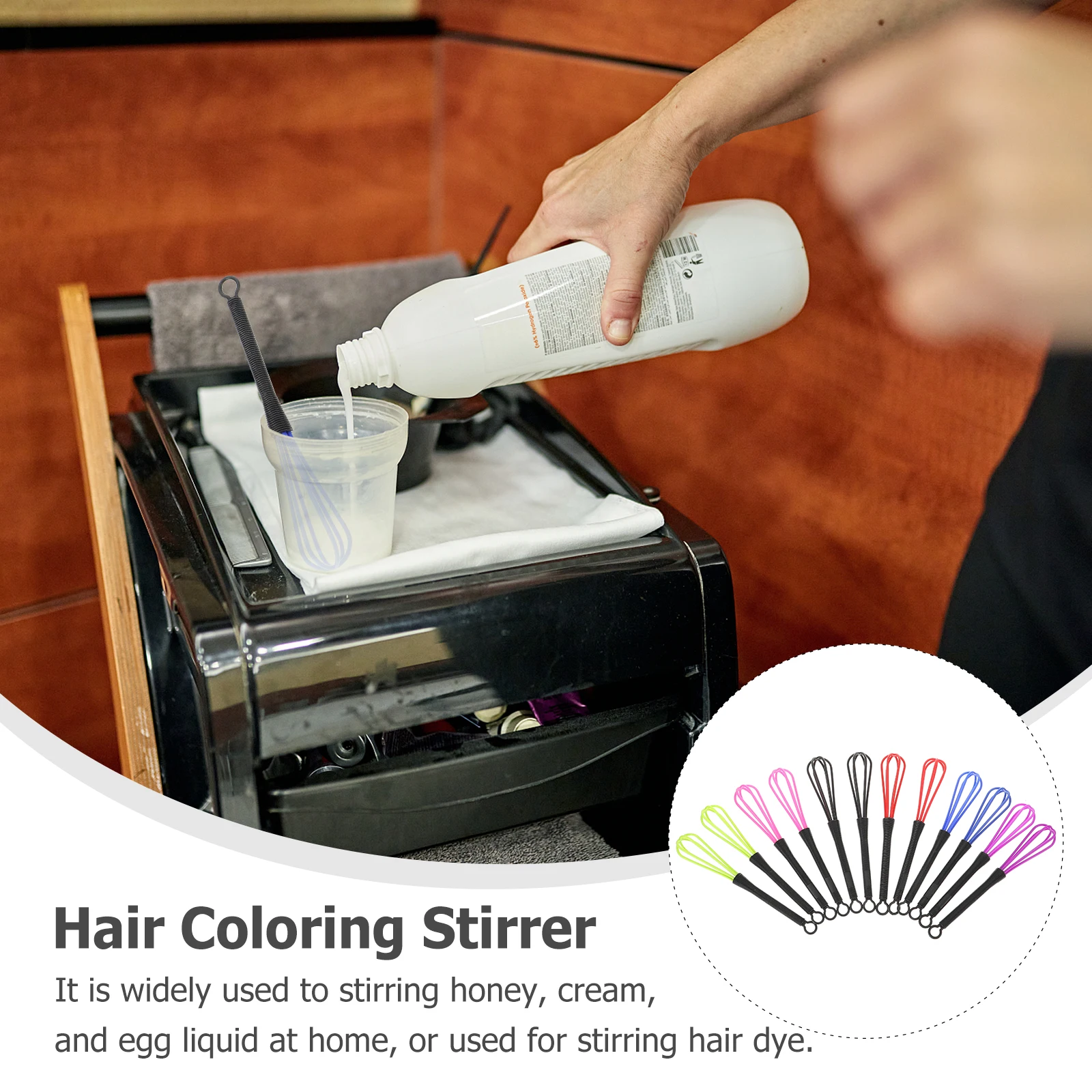 

12pcs Hair Coloring Stirrer Dye Paste Whisk Salon Manual Mixer Cream Paste Mixing Tool for Hair Dye Honey Egg Stirring Durable