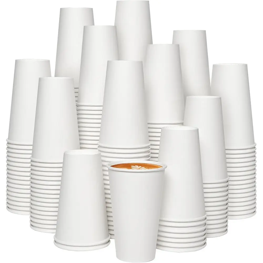

1000 Pack 16 oz Disposable Paper Coffee Cups - Ideal for Parties, Office, Home, and Travel (White)