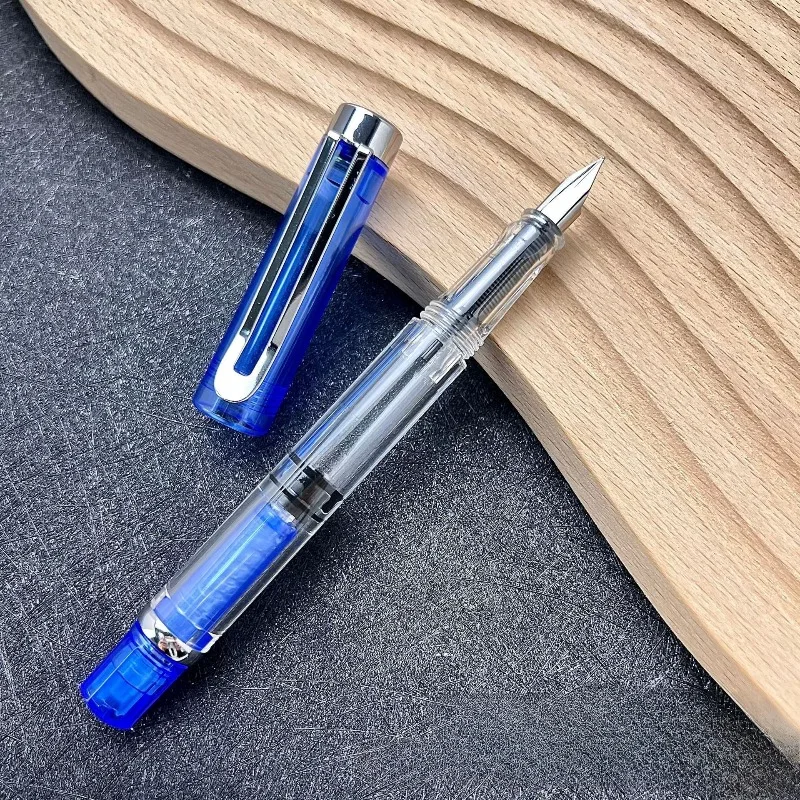 14 Colors Piston Fountain Pen EF/F Nib Plastic Ink Pen Silver Clip PK Hongdian Lanbitou 3059 Office School Supplies Stationery