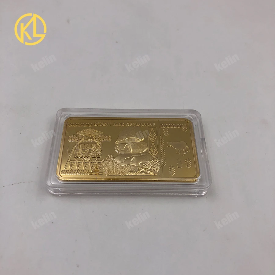 Zimbabwe One Hundred Trillion Dollars Zimbabwe Gold Plated Bars Buffalo Gold plated Metal Bar Bullion For Nice Gift