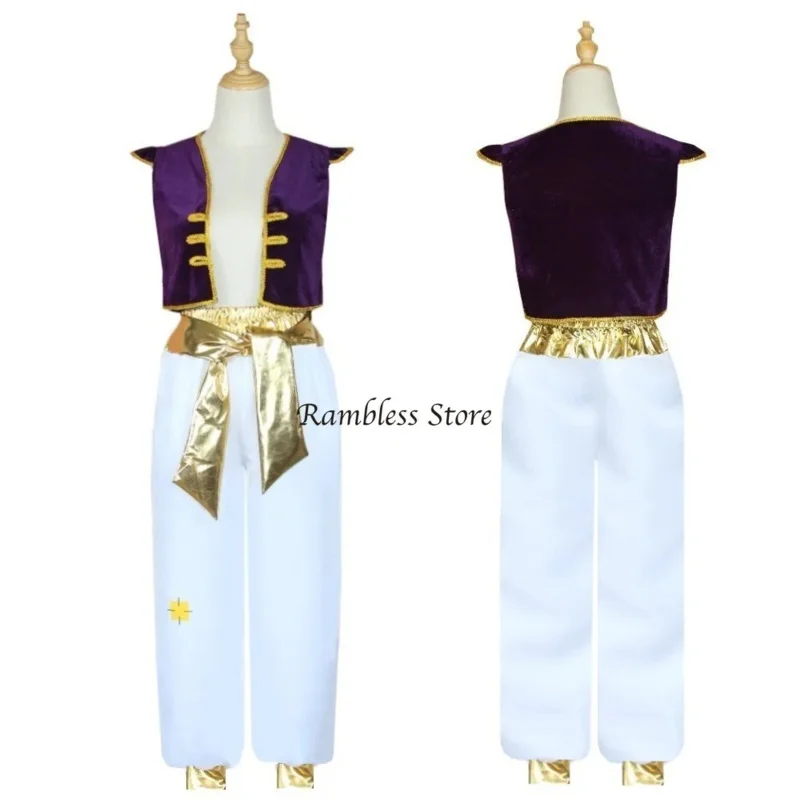 Kids Boys Fancy Arabian Prince Costumes Cap Waistcoat Pants for Halloween Cosplay Fairy Parties Dress Prince Aladdin Cosplay PA6