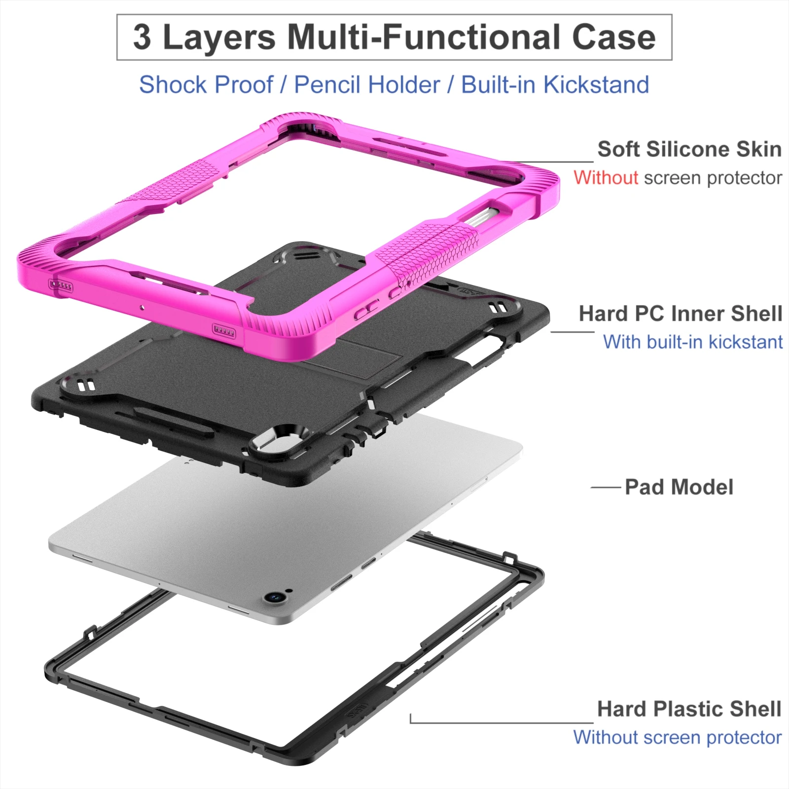 Kickstand Rugged Case For Samsung Galaxy Tab S11 2025 11.0inch SM-X730 SM-X736B Heavy Duty Armor Cover 3-Layers Protection Shell