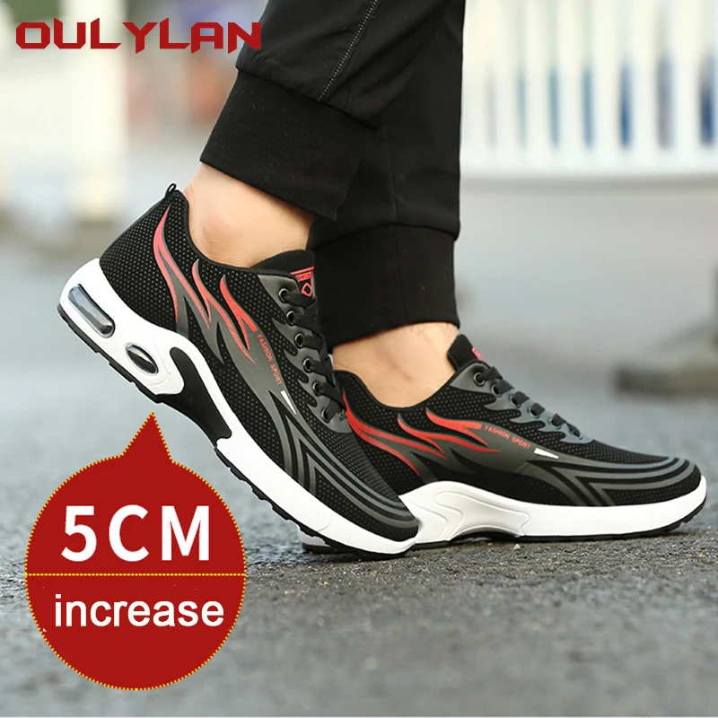 

Oulylan Korean Style Fashion Men's Sneakers Lightweight Comfortable Breathable Thick Soled Sports Running Shoes