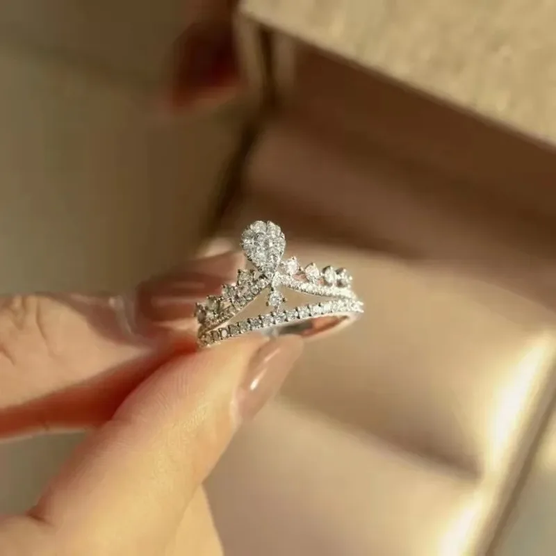 Серебро 925 пробы, лидер продаж, новое кольцо с короной, креативное обручальное кольцо с микро-инкрустированным бриллиантом, искусственное кольцо для помолвки