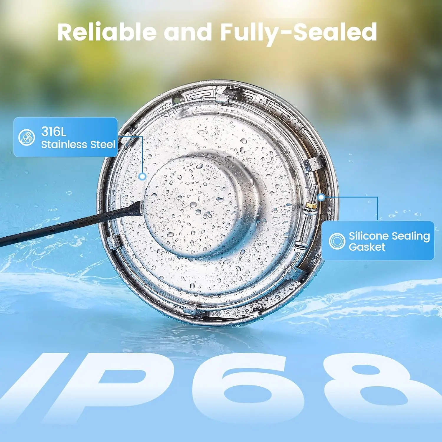 10 Inch LED Pool Lights for Inground Pool, 120V, 50W LED (500W Equivalent), 5000 Lumen Ultra Bright, Cool White, Fits 10