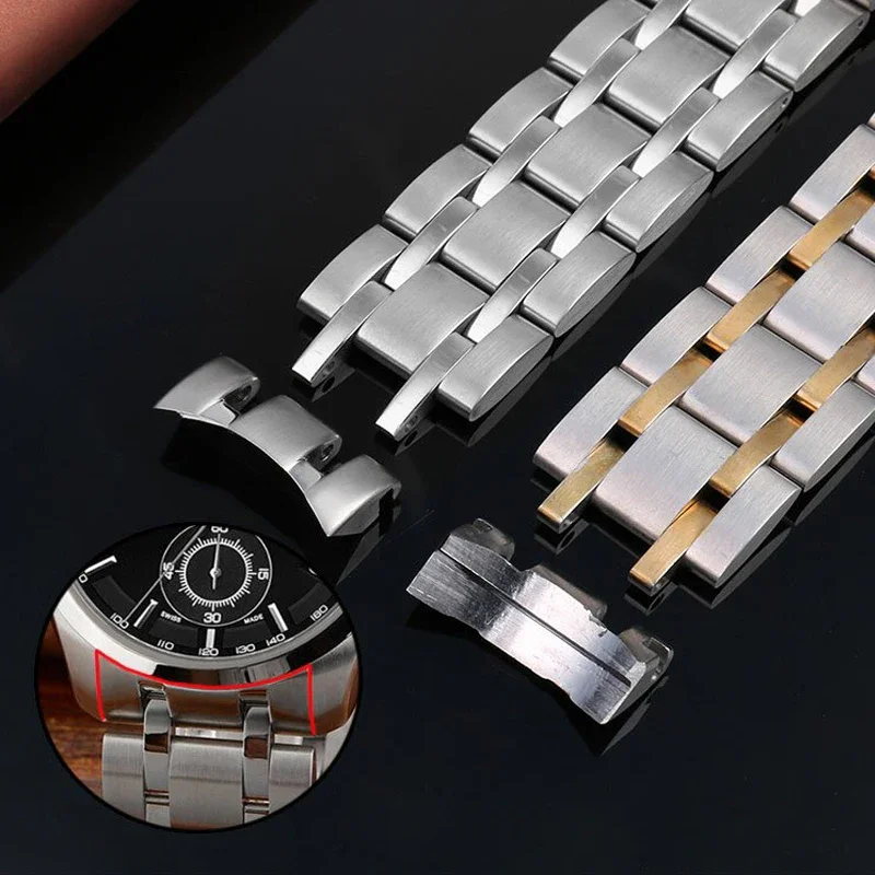 22 مللي متر 23 مللي متر 24 مللي متر نهاية منحنية الفولاذ المقاوم للصدأ الساعات ل تيسو 1853 Couturier T035 حزام (استيك) ساعة النساء الرجال حزام سوار