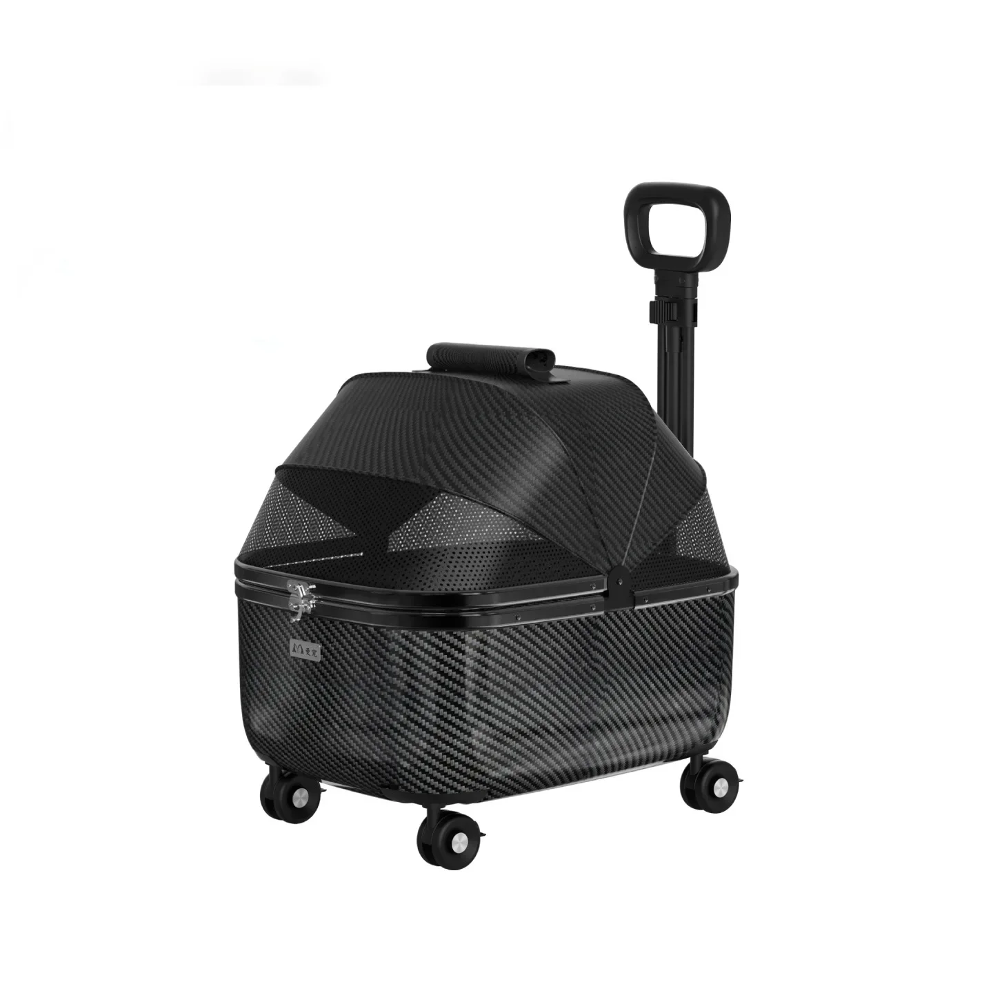 aPortable Steel & PC Pet Trolley Stroller with Sunshade 3kg Lightweight Travel Cart for Large Cats Small Dogs 4-Wheel