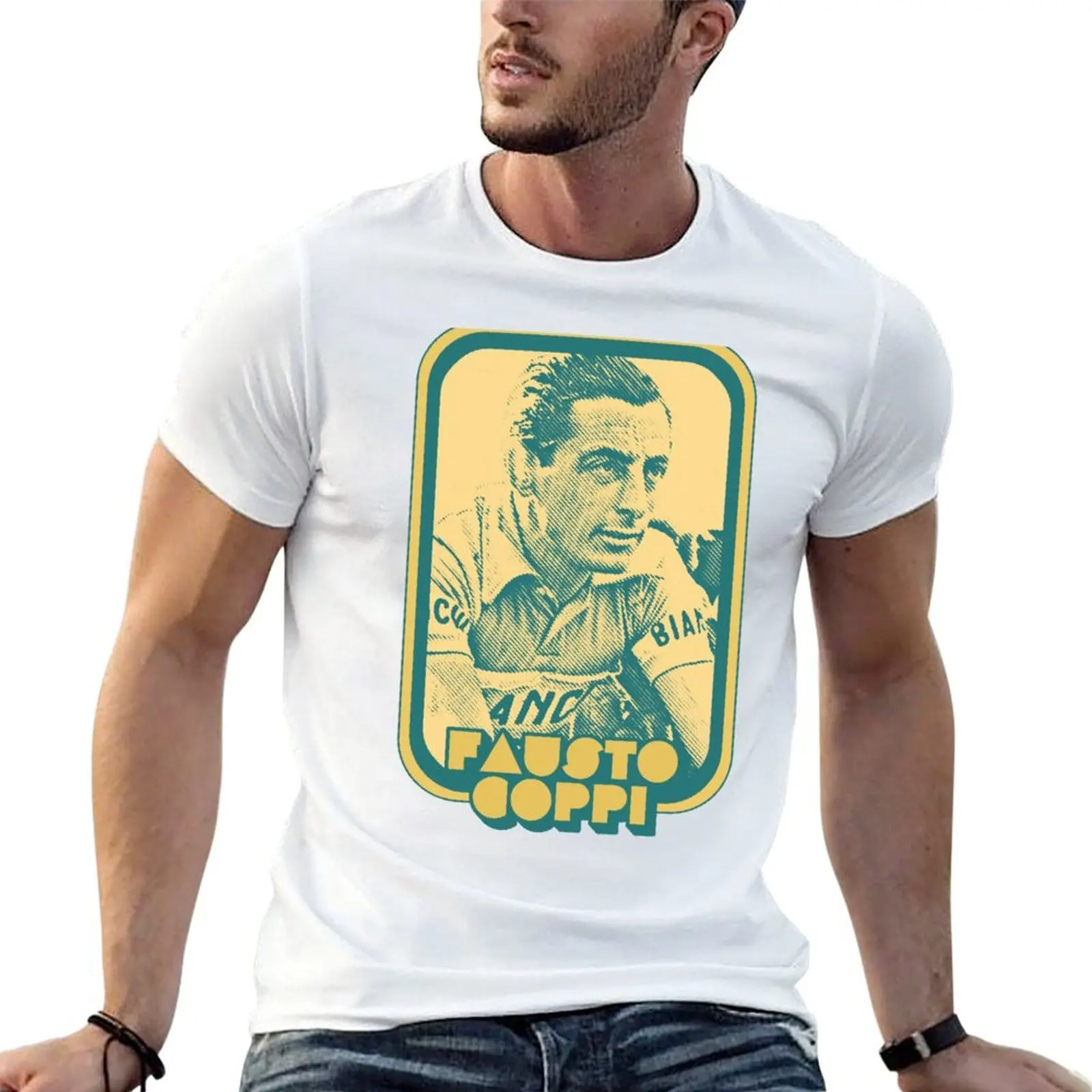 Fausto Coppi // Retro Cycling Fan Art Design T-Shirt cotton tshirt 100% man t shirts for men man t shirt summer T-shirt