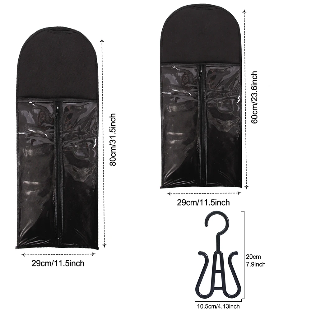 5세트 가발 보관 가방 (옷걸이 포함) 헤어 익스텐션 가발 보관 옷걸이 가방, 가발 정리함, 방진 옷장 가발 및 액세서리