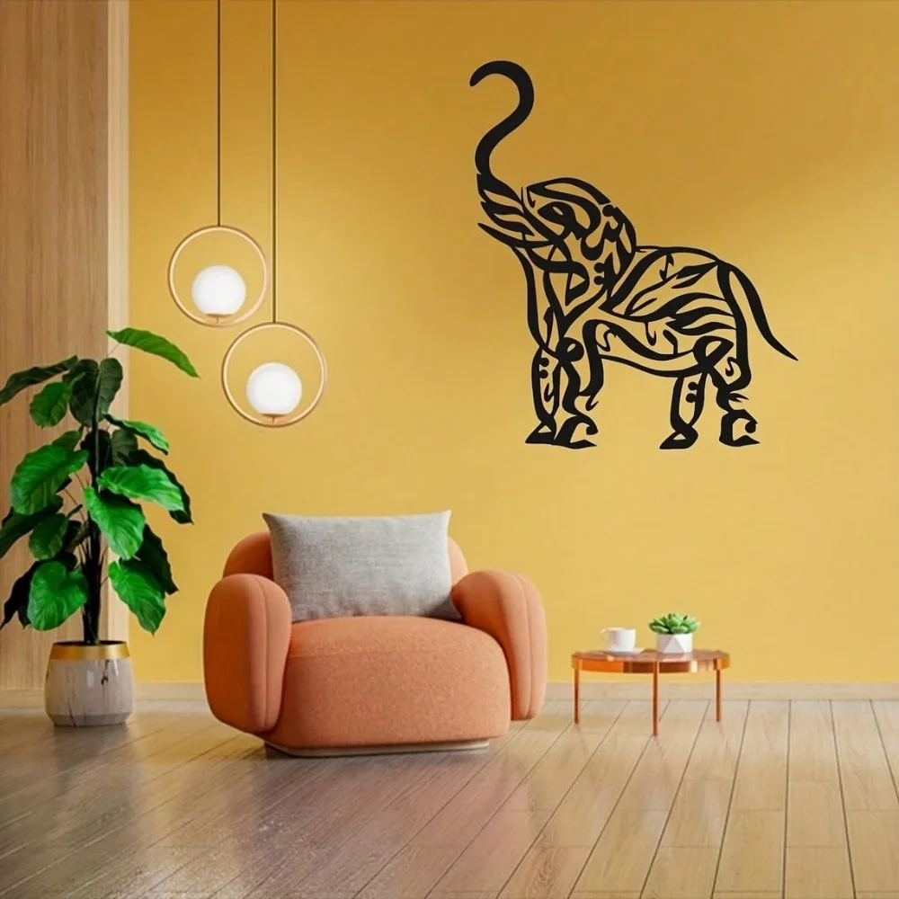 CIFBUY Metal Wall Art Contemporary Elephant Line Art Zen Iron Decor Functional Home Gift Minimalist