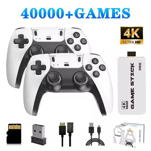 M15 4K 40,000+ Games Wireless Game Console with 64GB TF Card &amp; Dual 2.4G Controllers Compatible with PS1/Arcade &amp; Classic Games