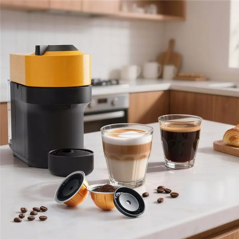 ABKW-Reusable Filters And Capsule Shells For Nestlé Vertuoline Next Creamy Coffee 2Pc A