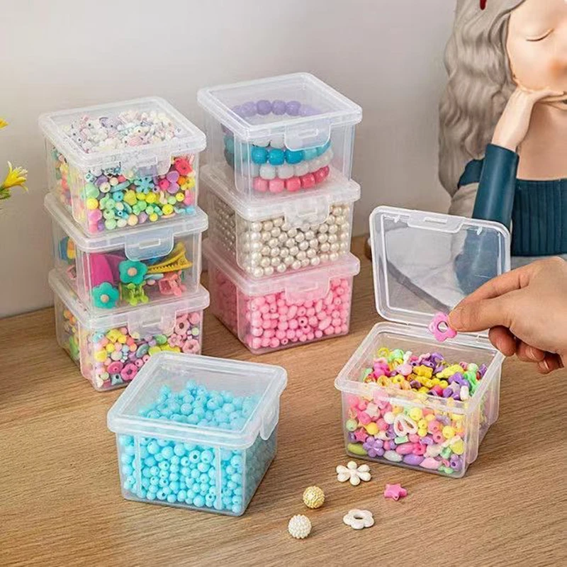 Boîte de rangement en plastique transparente de grande capacité, utilisée pour ranger divers petits objets tels que des vis, des perles, etc.