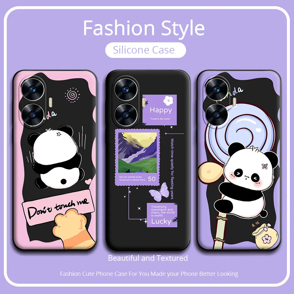 For Realme C55 C51 C53 C35 Case Cute Panda Soft Silicon Couple Phone Case For Realme C30 C30S C31 C33 2023 Protect Cartoon Cover