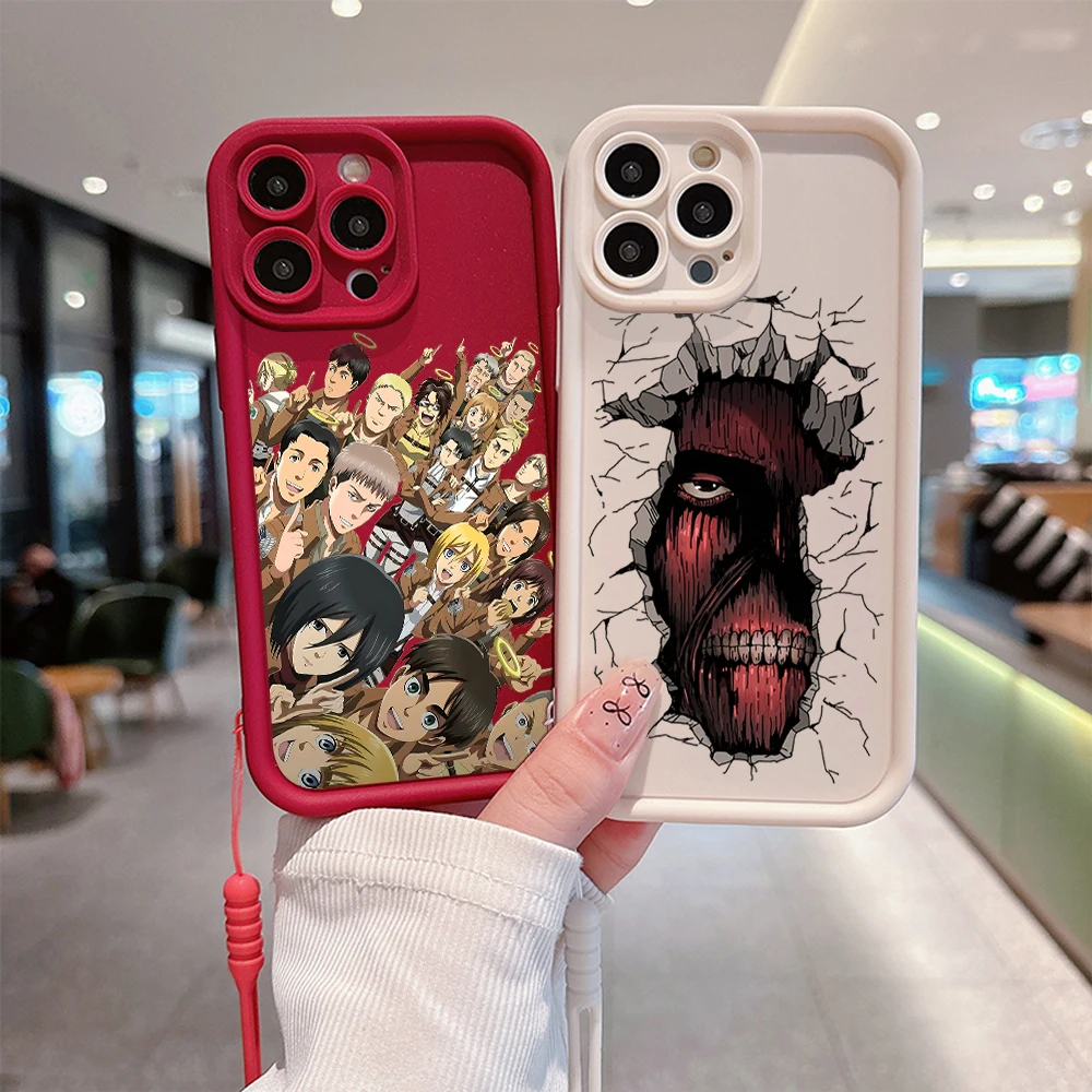 Custodia per telefono Comics Attack On Titan per IPhone 16 15 14 13 12 11 Pro Max Mini XR XS X 7 8 Plus Cover posteriore morbida in TPU con