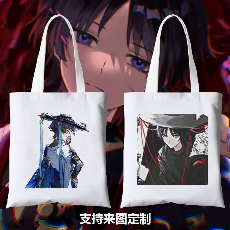 Scatterling Canvas Genshin Impact Student College Style Tutoring Two-Dimensional Shoulder Shopping Bag Ani