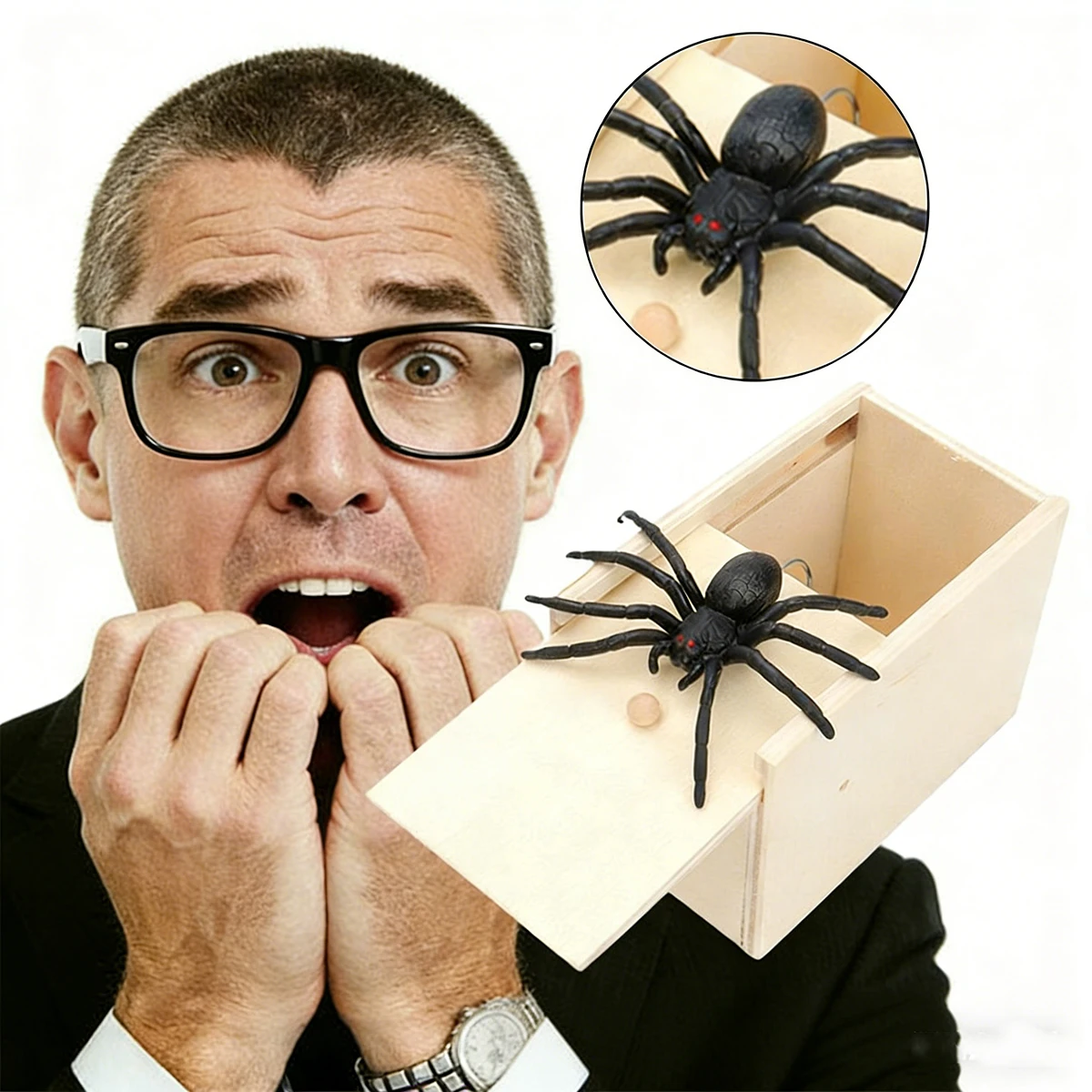 

Spider Prank Box Gag Gift, Funny Wooden Jumping Spider Surprise Gift Box Christmas Gifts Funny Prank Toy for Adults Men Women