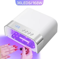 Lámpara LED UV para uñas de 168W, lámpara de secado de esmalte de Gel de 36LED con detección automática, 4 temporizadores, secador de uñas profesional, herramientas de salón de manicura