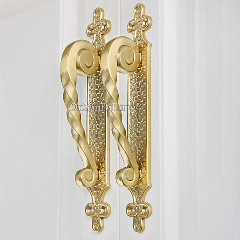 Luxury 1PCS Solid Pure Brass Door Handles European Sliding Door Pulls Living Room Bedroom Bathroom Gate Door Push Pull Handles