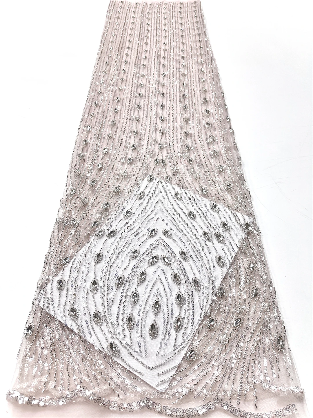 African Beaded Lace Fabric 2026 High Quality Lace French Mesh Beaded Decoration Nigerian Lace Fabric Bridal Party Dresses