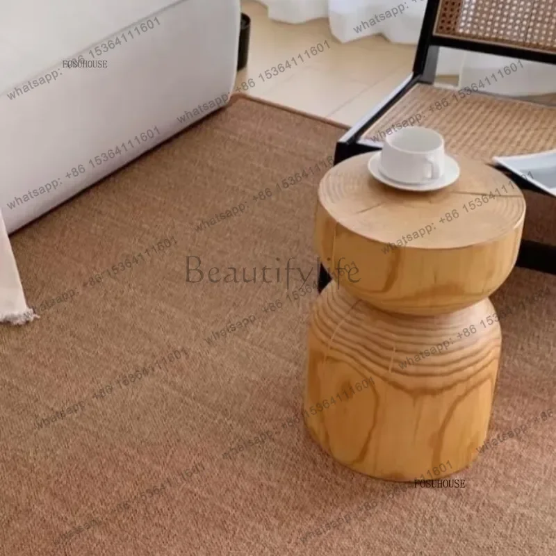 PG Retro Solid Wood Wooden Pier Tea Side Tables Home Stool Hotel Creative Nordic Ornaments Bedside Table Stump Coffee Tabley