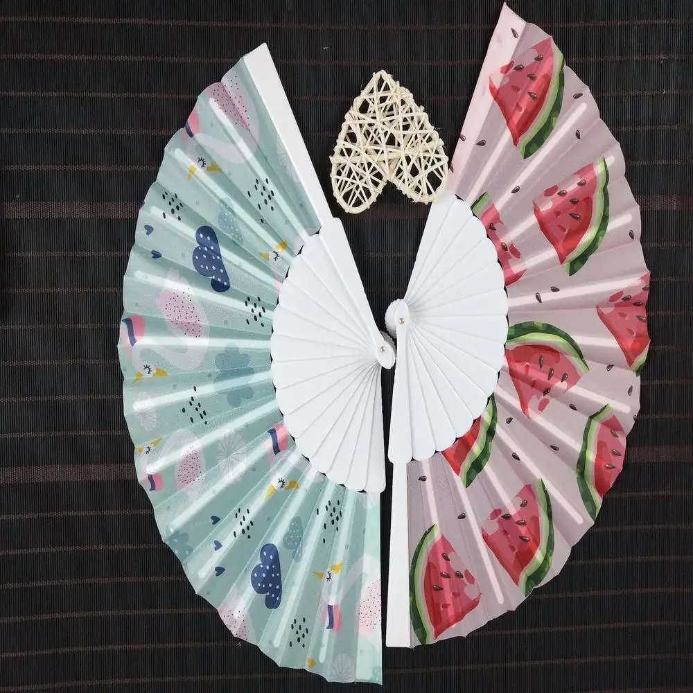 Plastic Bone Oxford Cloth Folding Fan Glossy Texture Various Styles Hand Fan Decorative Oxford Cloth Chinese Style Handheld Fan