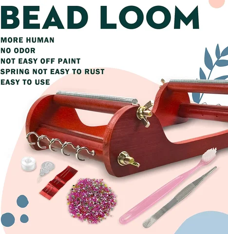 XUQIAN Small Wooden Bead Loom Kit Jewelry Making Bead Tools with Threads Tweezers 20g Seed Beads For Jewelry Making Tool