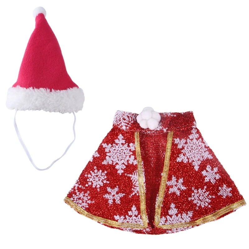 Christmas Dog Costume Suit Santa Hat Striped Cloak Party Gathering Pet Outfit Dropship image 6