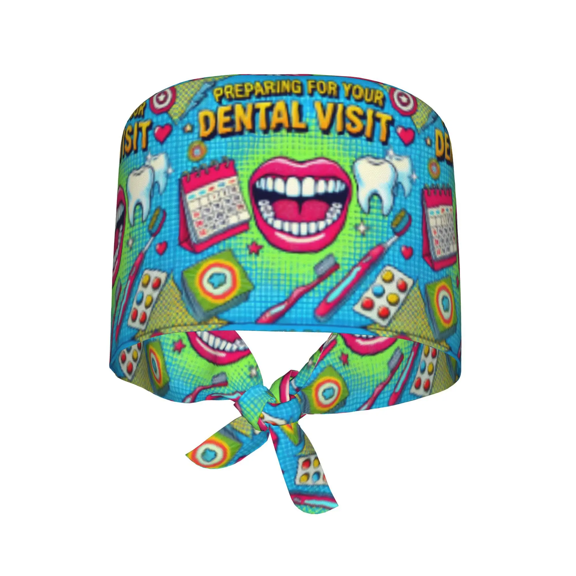 1pc Dental Art Printed, Unisex Chef And Nurse Work Hats, Inspired by Oral Care Culture And Creative Graphic Design