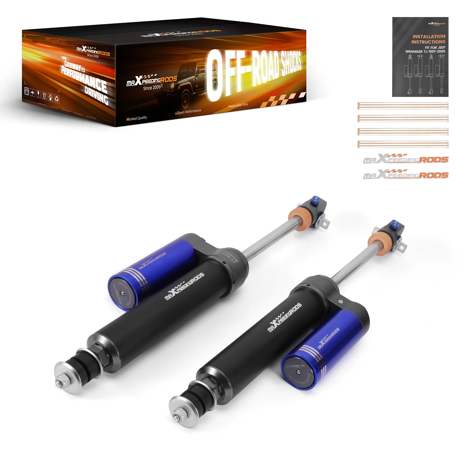 MaXpeedingrods Adjustable Monotube Remote Reservoir Front Shock For Jeep Wrangler TJ 97-06