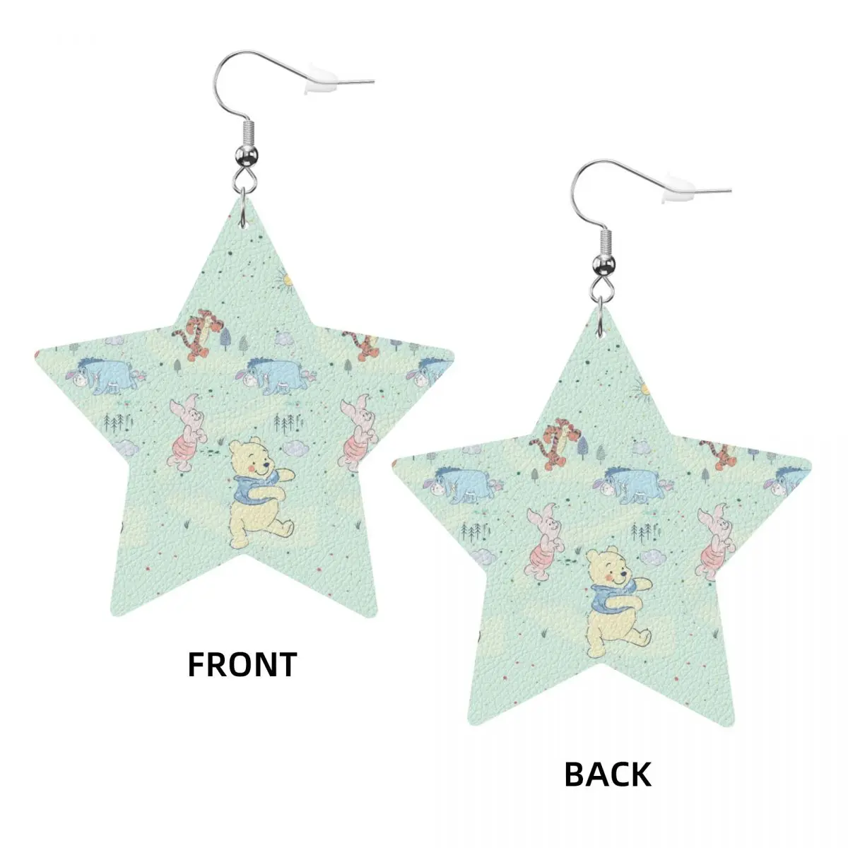 Custom Winnie The Pooh Leather Teardrop Earrings Personalized For Women Jewelry Accessories For Valentine's Day view 3