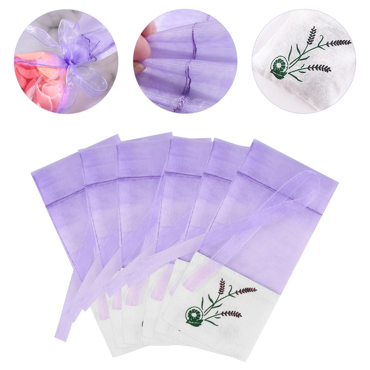 

6Pcs Lavender Sachets Bag Flower Pattern Fragrance Pouch Portable Jewelry Storage for Travel Dried Herb Spice Holder